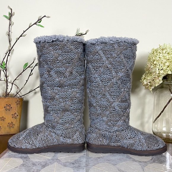 MUK LUKS® Felicity Faux Fur Lined Tall Cable Knit Sweater Boots - Picture 9 of 16